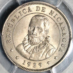 1939 PCGS MS 64 Nicaragua 25 Centavos Volcanos Cordoba Coin POP 1/0 (21012001D)