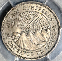 1939 PCGS MS 64 Nicaragua 25 Centavos Volcanos Cordoba Coin POP 1/0 (21012001D)
