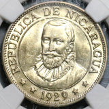 1929 NGC AU 58 Nicaragua 50 Centavos Volcanos Rare 20K Silver Coin (20010803C)