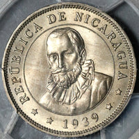 1939 PCGS MS 64+ Nicaragua 50 Centavos Volcanos Cordoba Coin POP 1/0 (21012003D)