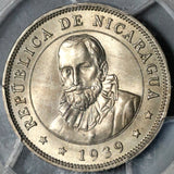 1939 PCGS MS 64+ Nicaragua 50 Centavos Volcanos Cordoba Coin POP 1/0 (21012003D)