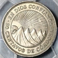 1939 PCGS MS 64+ Nicaragua 50 Centavos Volcanos Cordoba Coin POP 1/0 (21012003D)