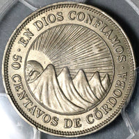 1939 PCGS MS 64+ Nicaragua 50 Centavos Volcanos Cordoba Coin POP 1/0 (21012003D)