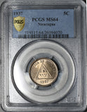 1937 PCGS MS 64 Nicaragua 5 Centavos Volcanos Coin (21012005D)