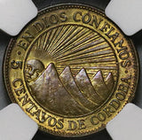 1943 NGC MS 65 Nicaragua 5 Centavos Volcanos Cordoba Coin POP 5/1 (22032603C)