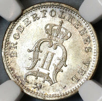 1897 NGC MS 65 Norway 10 Ore Oscar II Silver Oscar II Mint State Coin (19091205C)