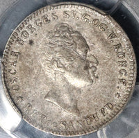 1855 PCGS XF 45 Norway 12 Skilling Oscar I Silver Coin POP 2/0 (21062101C)