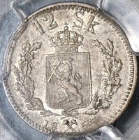 1855 PCGS XF 45 Norway 12 Skilling Oscar I Silver Coin POP 2/0 (21062101C)