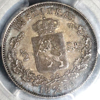 1849 PCGS AU 50 Norway 1/2 Specie Daler Oscar Silver Coin (19122301D)