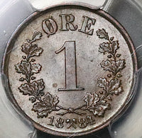 1884 PCGS MS 64 Norway 1 Ore Mint State Oscar II Coin POP 2/0 (22051101C)