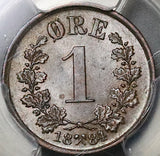 1884 PCGS MS 64 Norway 1 Ore Mint State Oscar II Coin POP 2/0 (22051101C)