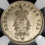 1876 NGC MS 65 Norway 25 Ore Oscar II Silver Kongsberg Mint Coin (22022503C)