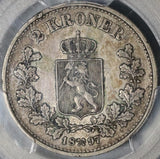 1897 PCGS VF 35 Norway 2 Kroner Silver Oscar II Coin Rare 50,000 Minted POP 1/0 (20120601D)