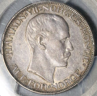 1910 PCGS XF 45 Norway 2 Kroner Silver Haakon VII Key Year Coin (21071801C)