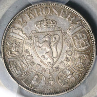 1910 PCGS XF 45 Norway 2 Kroner Silver Haakon VII Key Year Coin (21071801C)