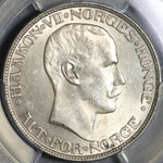 1917 PCGS AU 58 Norway 2 Kroner Silver Haakon VII Last Year Coin (21051001C)