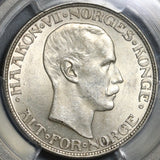 1917 PCGS AU 58 Norway 2 Kroner Silver Haakon VII Last Year Coin (21051001C)