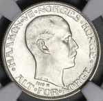 1919 NGC MS 65 Norway Silver 50 Ore Haakon VII Coin Pop 3/0 (21011002C)