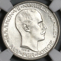 1919 NGC MS 65 Norway Silver 50 Ore Haakon VII Coin Pop 3/0 (21011002C)