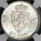 1919 NGC MS 65 Norway Silver 50 Ore Haakon VII Coin Pop 3/0 (21011002C)