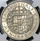 1942 NGC AU 53 New Zealand Silver 1/2 Crown Key Date Coin (21021807C)