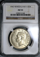 1942 NGC AU 53 New Zealand Silver 1/2 Crown Key Date Coin (21021807C)