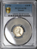 1930 PCGS AU 58 Panama 1/10 Balboa Silver Coin (20011301C)