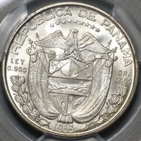 1953 PCGS MS 67 Panama 1/2 Balboa Mint State Silver Coin POP 6/0 (20051501C)