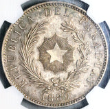 1889 NGC MS 61 Paraguay Peso Lion Liberty Cap Silver Crown Coin (22022301C)