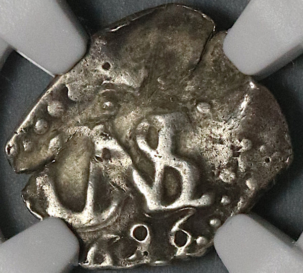 1696 NGC Peru Cob 1/2 Real Lima XF Spain Colonial Pirate Silver Coin (21122202C)