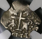 1696 NGC Peru Cob 1/2 Real Lima XF Spain Colonial Pirate Silver Coin (21122202C)