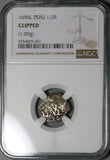 1696 NGC Peru Cob 1/2 Real Lima XF Spain Colonial Pirate Silver Coin (21122202C)