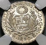 1850 NGC MS 64 Peru 1/2 Real Mint State Silver Lima Coin (20012301C)