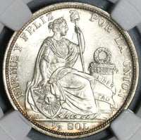 1916 NGC MS 64 Peru 1/2 Sol Seated Liberty Silver Coin (20061603C)