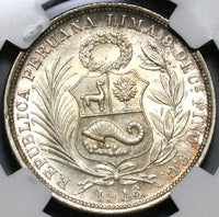 1916 NGC MS 64 Peru 1/2 Sol Seated Liberty Silver Coin (20061603C)