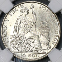 1929 NGC MS 63 PERU Silver 1/2 Sol Coin Lot B (18091107C)