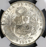 1929 NGC MS 63 PERU Silver 1/2 Sol Coin Lot B (18091107C)