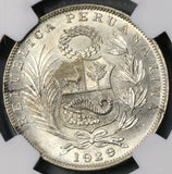 1929 NGC MS 63 PERU Silver 1/2 Sol Coin Lot B (18091107C)