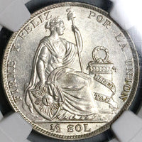 1929 NGC MS 63 Peru 1/2 Sol Seated Liberty Silver Coin (22101201C)