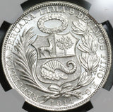 1914 NGC MS 65 Peru Sol Gem BU Seated Liberty Crown Coin (20040701D)