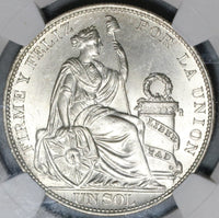 1914 NGC MS 65 Peru Sol Gem BU Seated Liberty Crown Coin (20042201C)