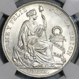 1914 NGC MS 65 Peru Sol Gem BU Seated Liberty Crown Coin (20042201C)