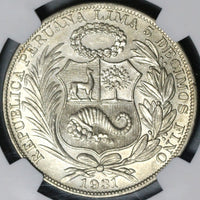 1931 NGC AU 58 Peru 1 Sol Silver Seated Liberty 24,000 Minted Coin (21012702C)
