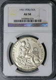 1931 NGC AU 58 Peru 1 Sol Silver Seated Liberty 24,000 Minted Coin (21012702C)