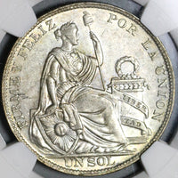 1933 NGC AU 58 Peru 1 Sol Silver Seated Liberty 5,000 Minted Coin (21012703C)