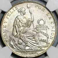 1933 NGC AU 58 Peru 1 Sol Silver Seated Liberty 5,000 Minted Coin (21012703C)