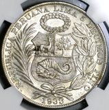 1933 NGC AU 58 Peru 1 Sol Silver Seated Liberty 5,000 Minted Coin (21012703C)