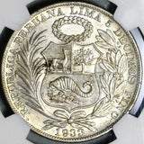 1933 NGC AU 58 Peru 1 Sol Silver Seated Liberty 5,000 Minted Coin (21012703C)