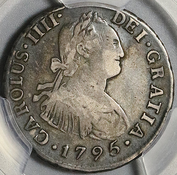 1795 PCGS VF 30 Peru 2 Reales Charles IIII Spain Colonial Silver Coin (22032601C)
