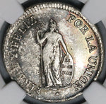 1828 NGC MS 61 Peru 2 Reales Standing LIberty Silver Coin POP 1/3 (22040701C)
